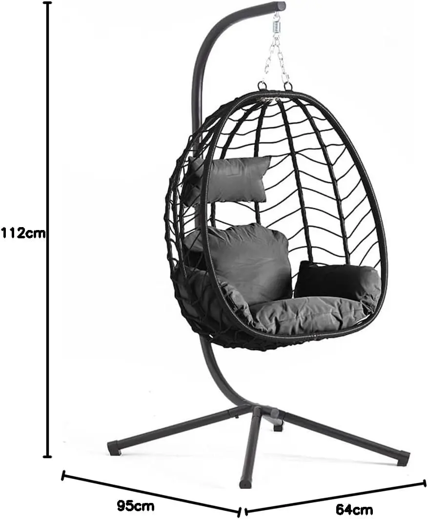 Fauteuils suspendus en rotin noir vue 3