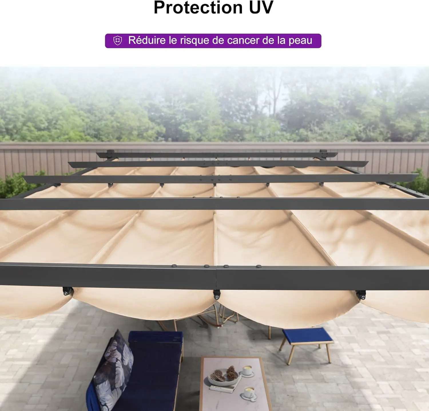 Pergola en aluminium gris 3,65x3 m vue 5