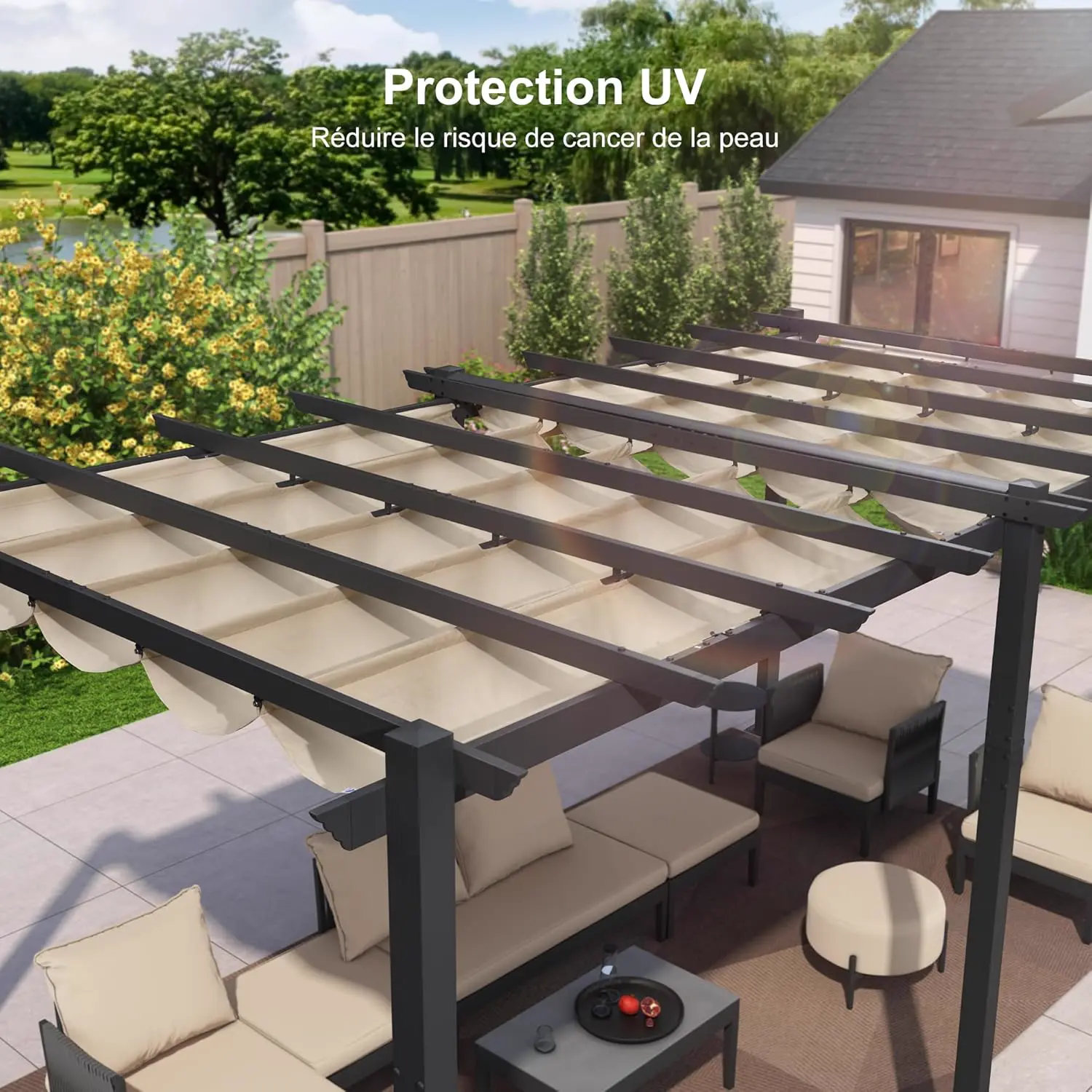 Pergola en aluminium kaki 5,5x3,5 m vue 5