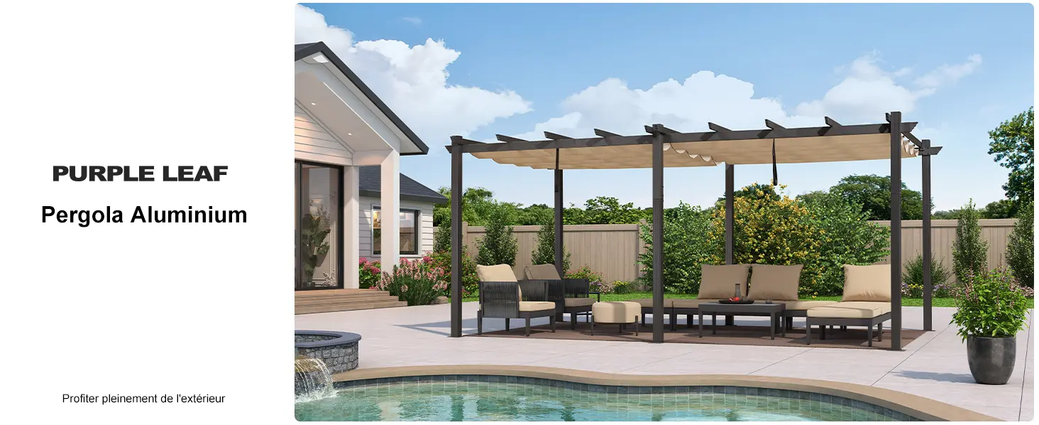 Pergola en aluminium gris 3,65x3 m — contenu détaillé 1