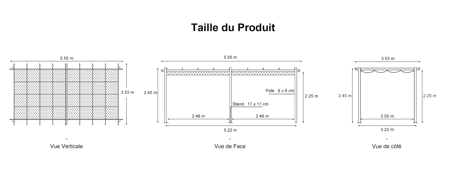 Pergola en aluminium gris 3,65x3 m — contenu détaillé 2