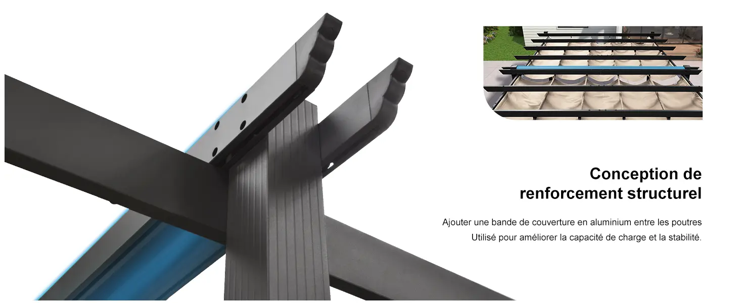 Pergola en aluminium gris 3,65x3 m — contenu détaillé 4