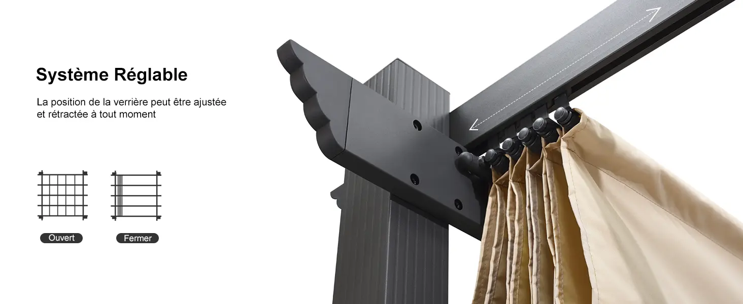 Pergola en aluminium gris 3,65x3 m — contenu détaillé 6