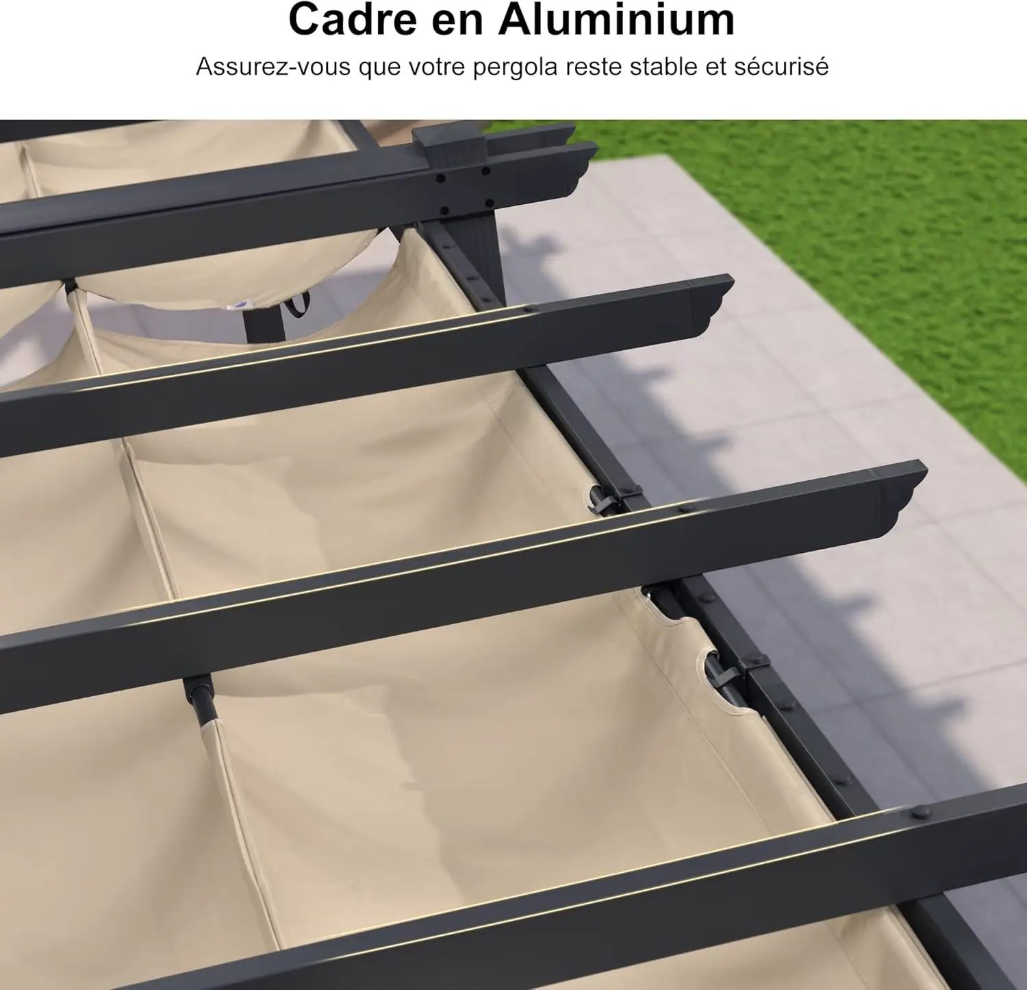 Pergola en aluminium kaki 5,5x3 m vue 3