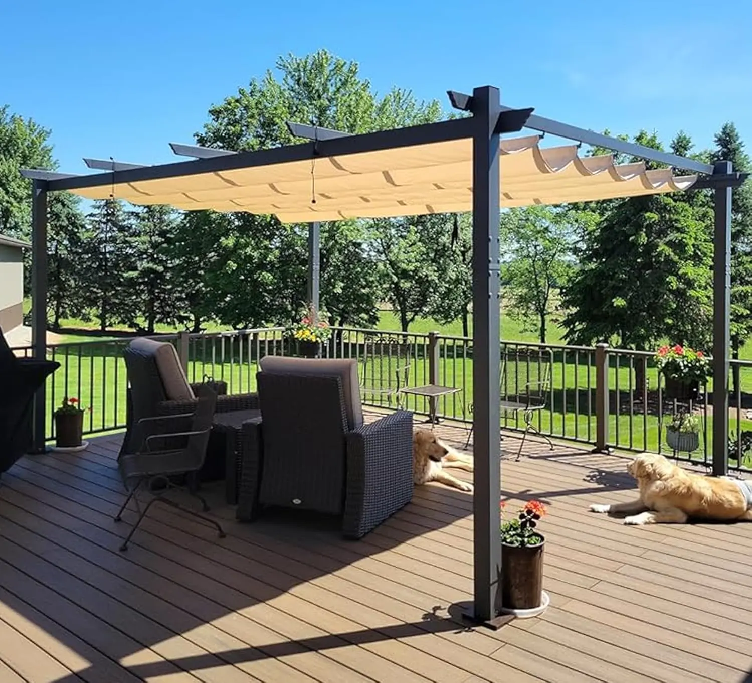 Pergola en aluminium kaki 4,8x3,5 m vue 2