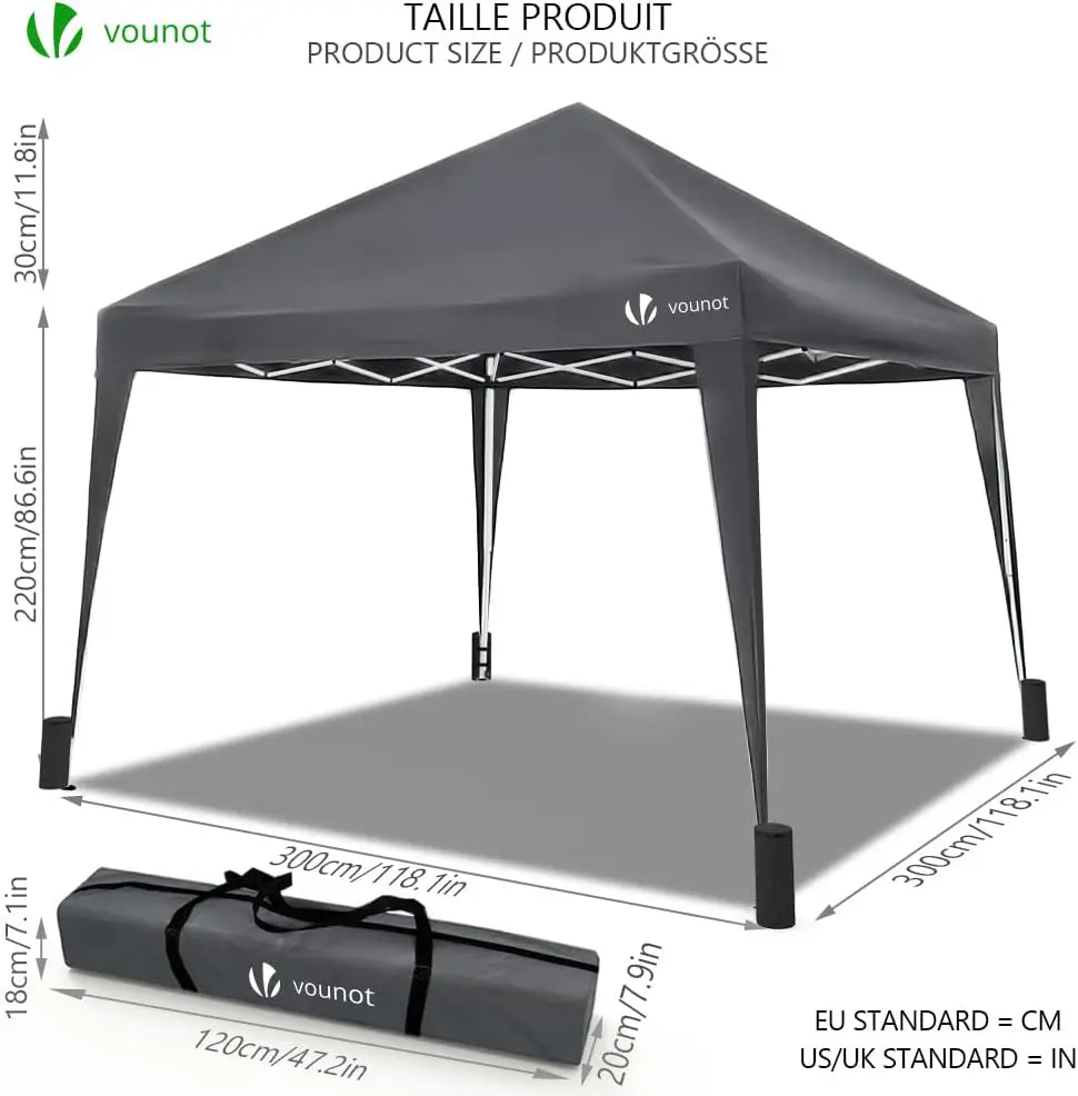 Tonnelle en métal gris 3x3 m vue 5