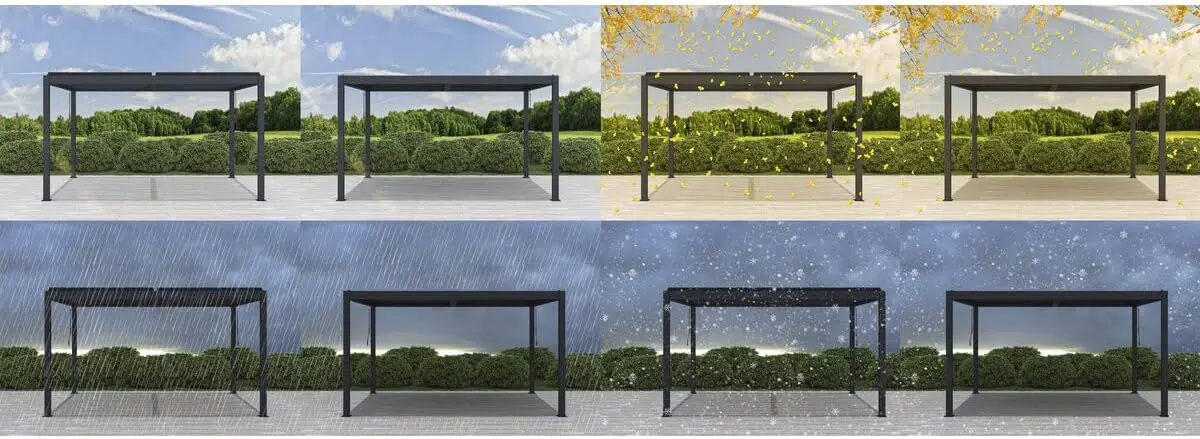 Pergola en aluminium gris 3x4 m vue 5