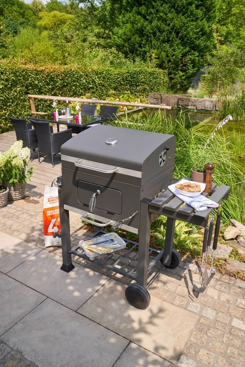 Barbecue à charbon en bois gris vue 12