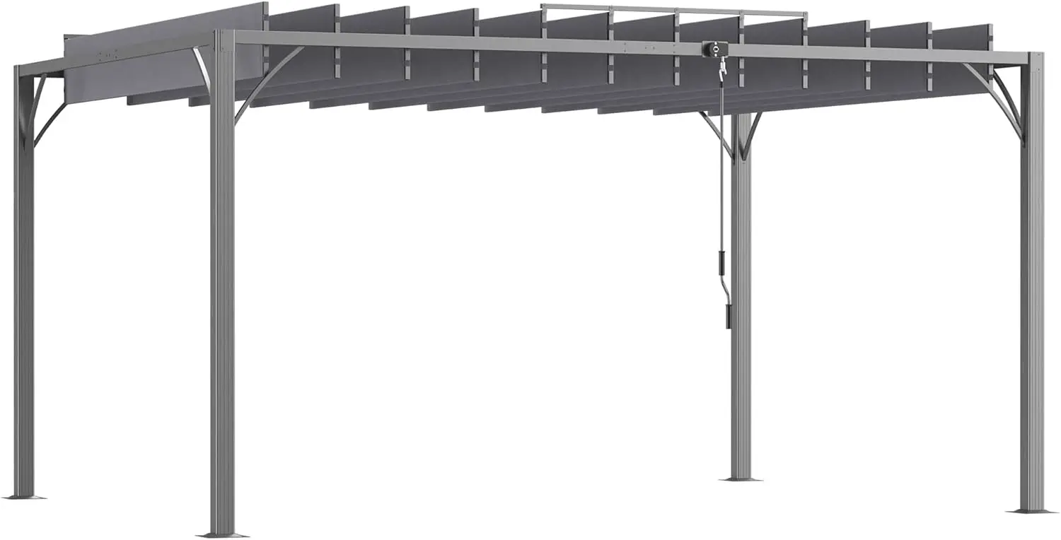 Pergola en aluminium gris 4x3 m vue 3