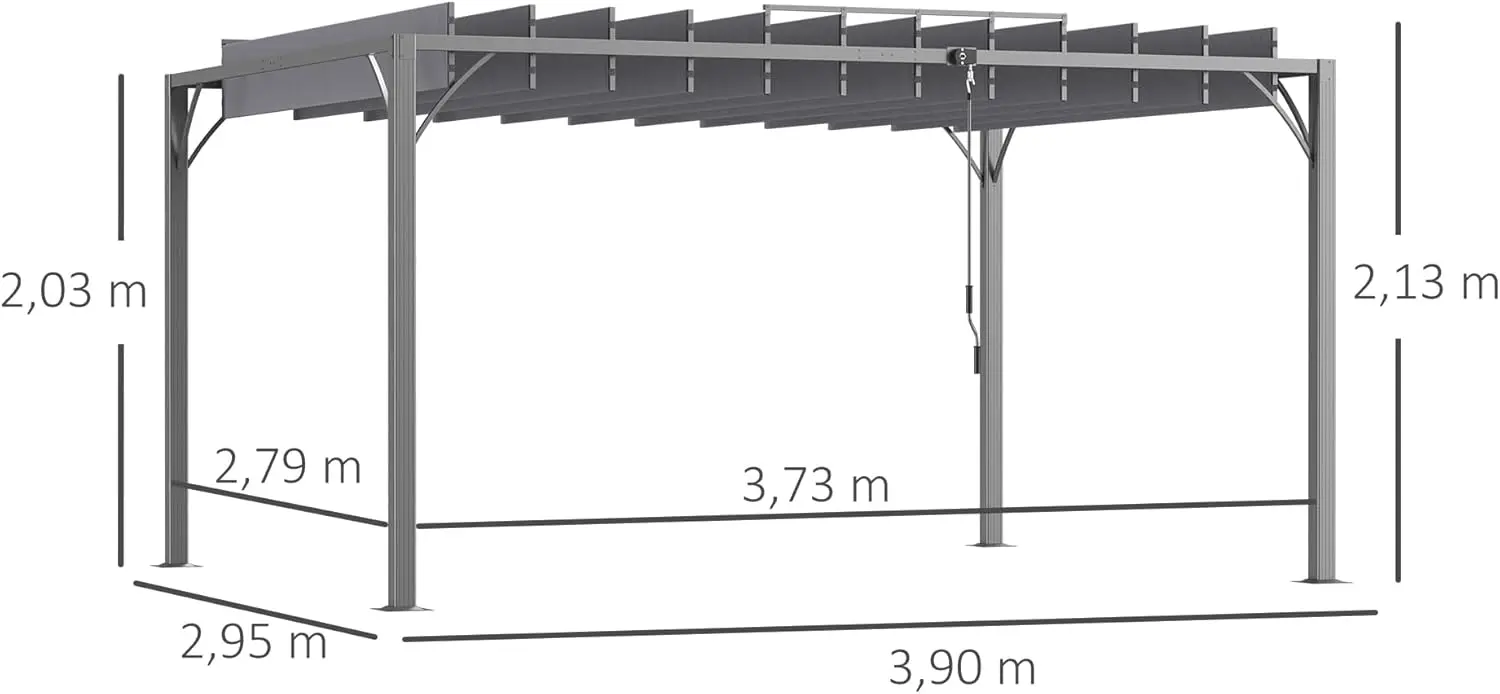 Pergola en aluminium gris 4x3 m vue 7