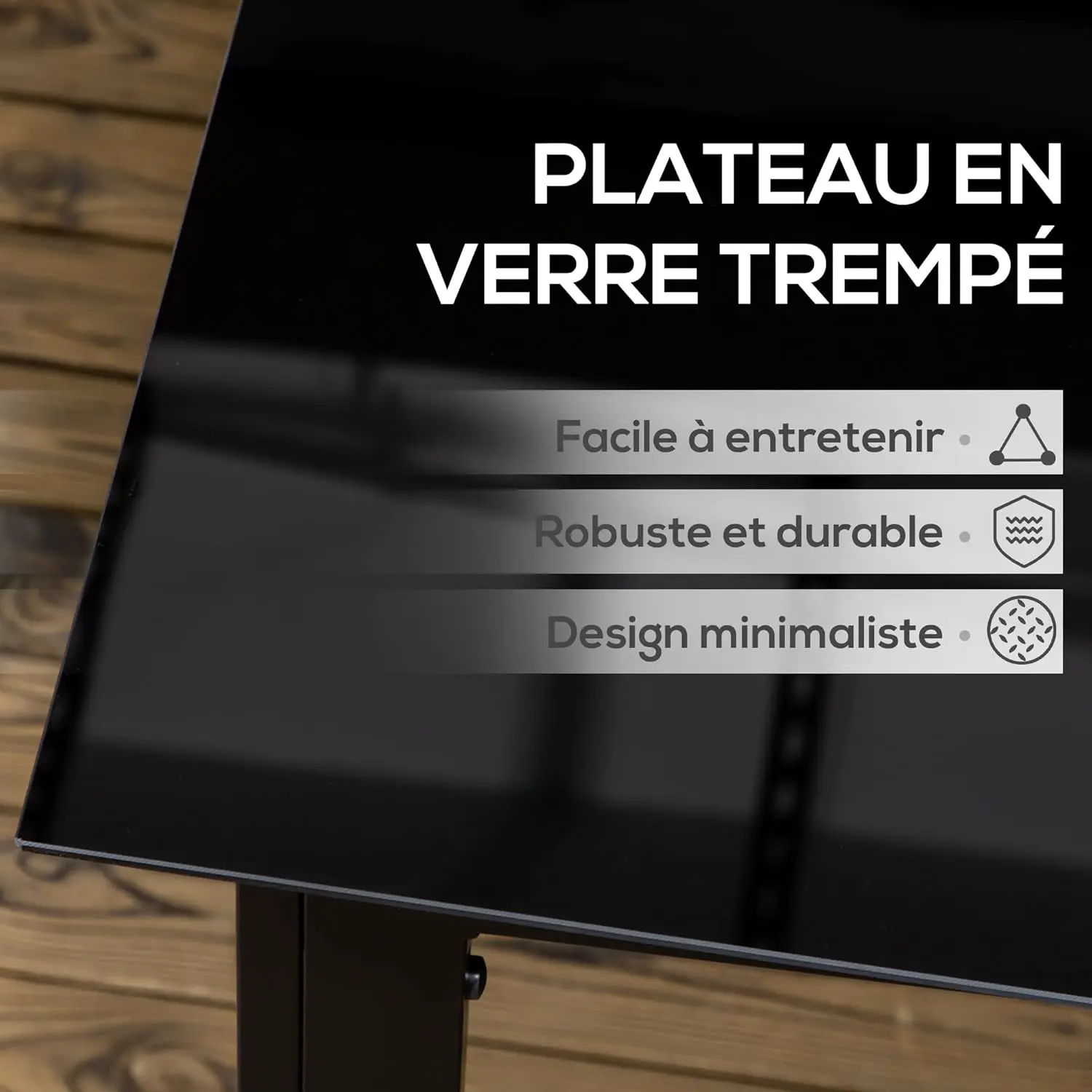 Table de jardin 8 places en aluminium noir vue 4