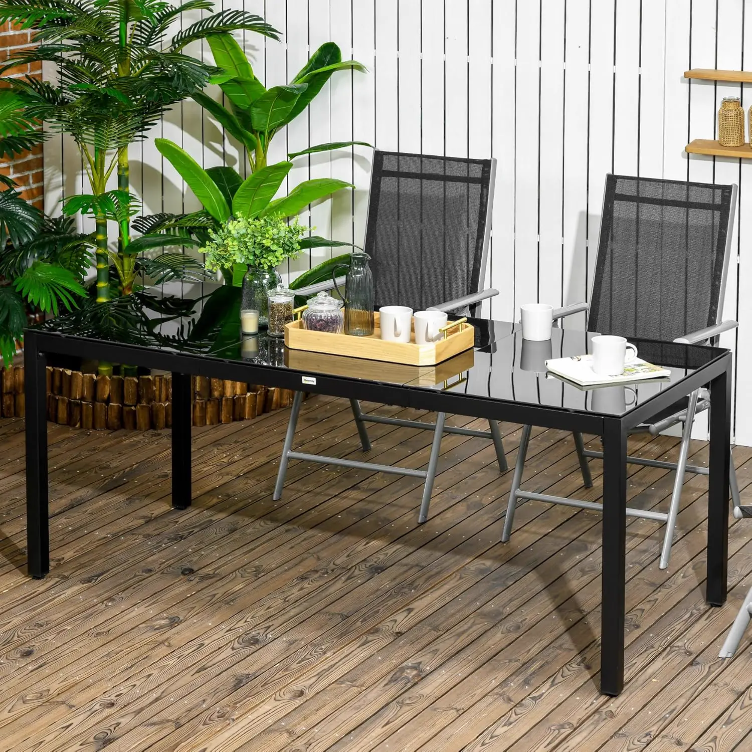 Table de jardin 8 places en aluminium noir vue 2