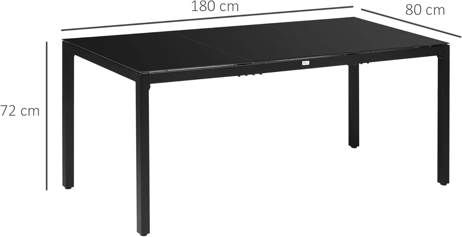 Table de jardin 8 places en aluminium noir vue 3