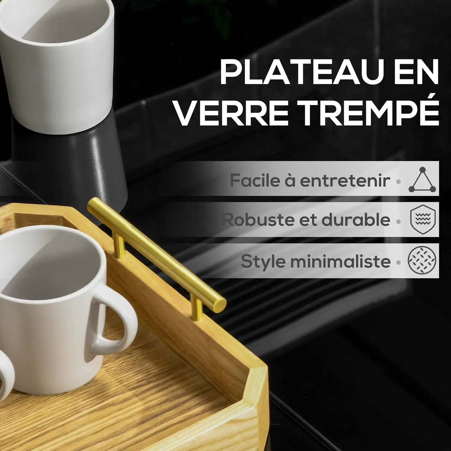 Table de jardin 8 places en aluminium noir vue 4