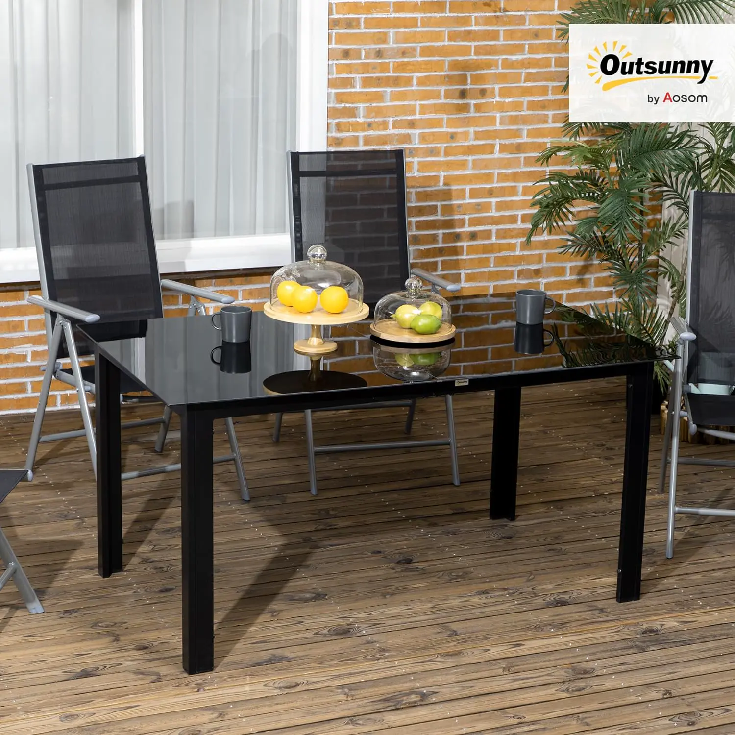 Table de jardin 8 places en aluminium noir vue 2
