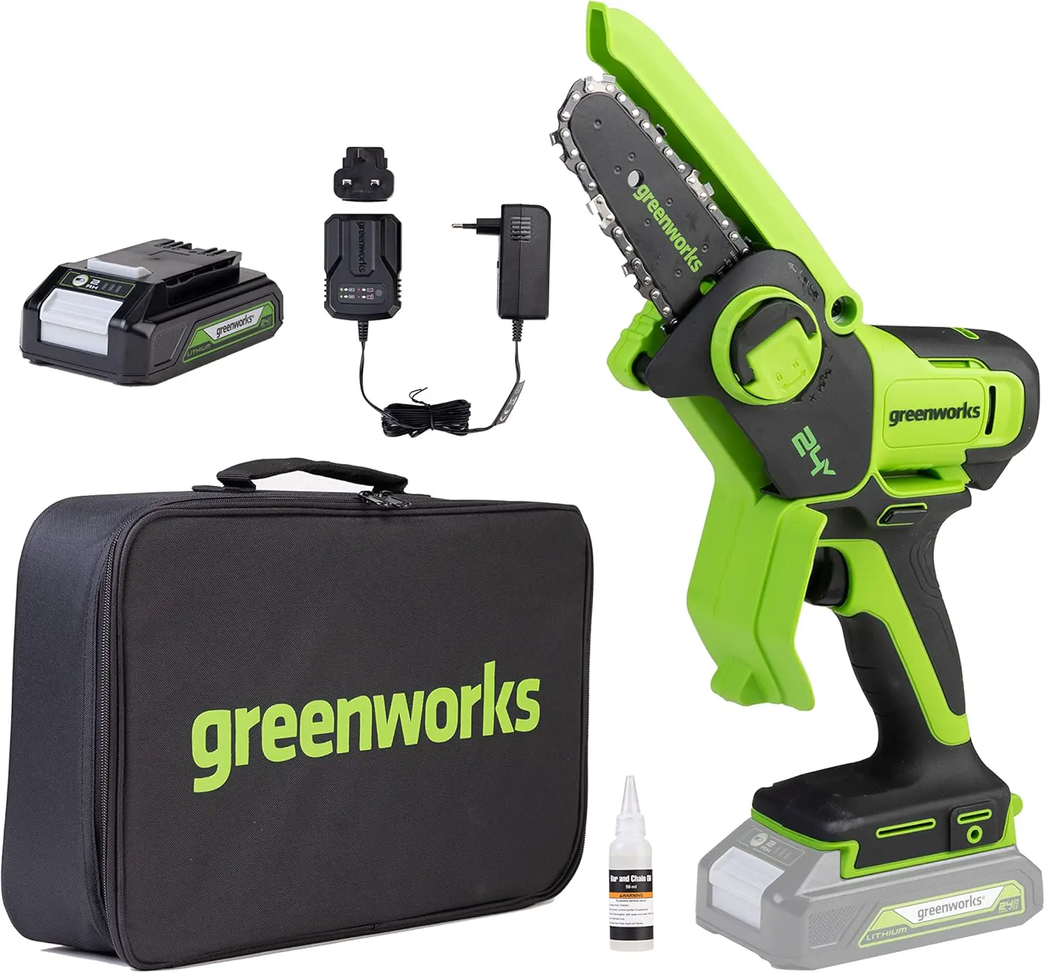 Tronçonneuse à batterie Greenworks 24V Mini Tronçonneuse 10cm… vue 1