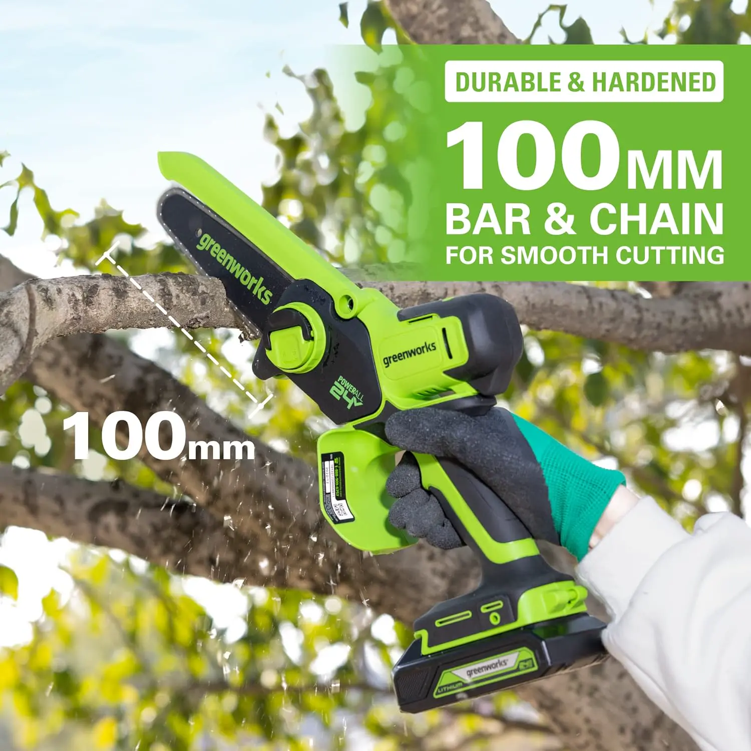 Tronçonneuse à batterie Greenworks 24V Mini Tronçonneuse 10cm… vue 4