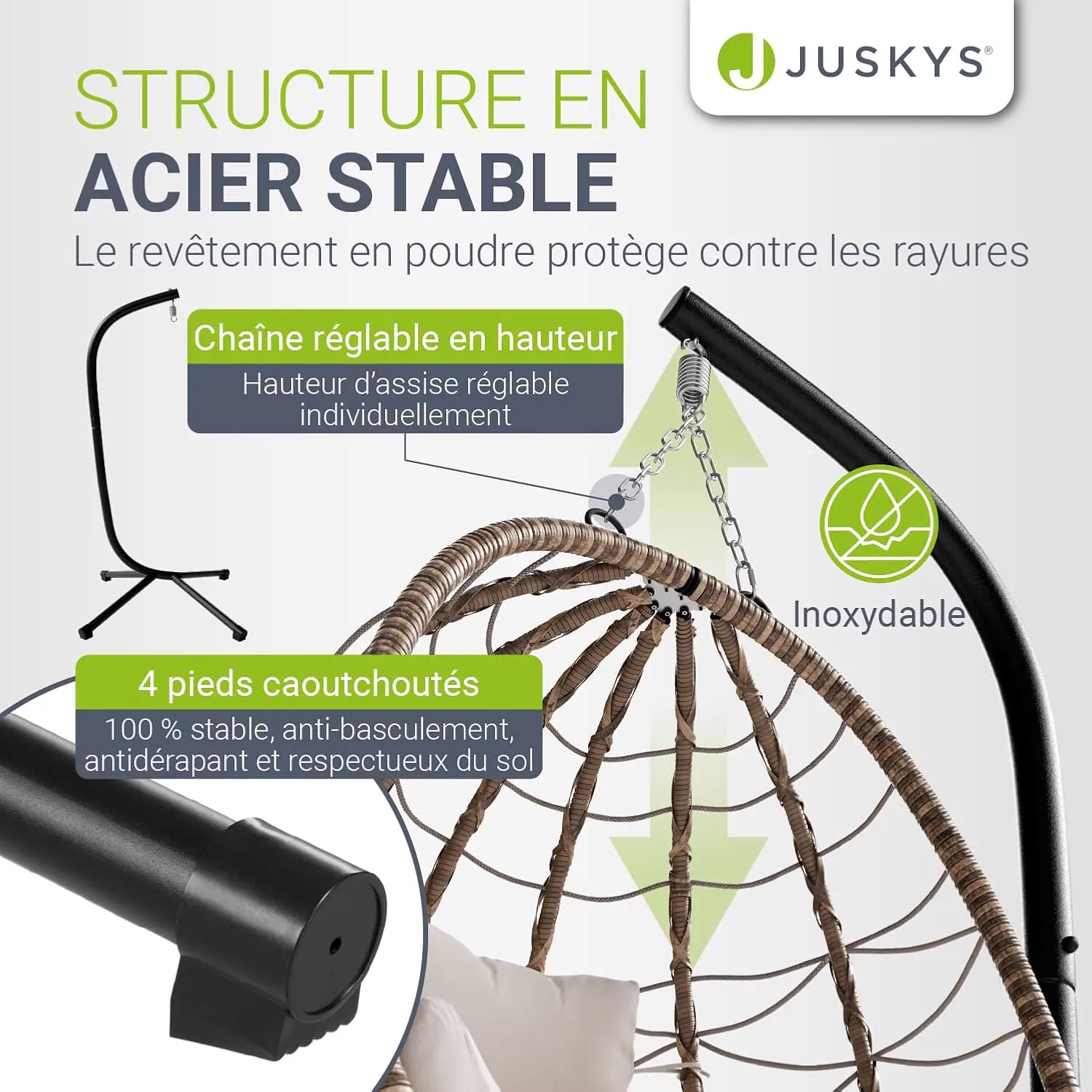 Fauteuils suspendus en rotin beige vue 2