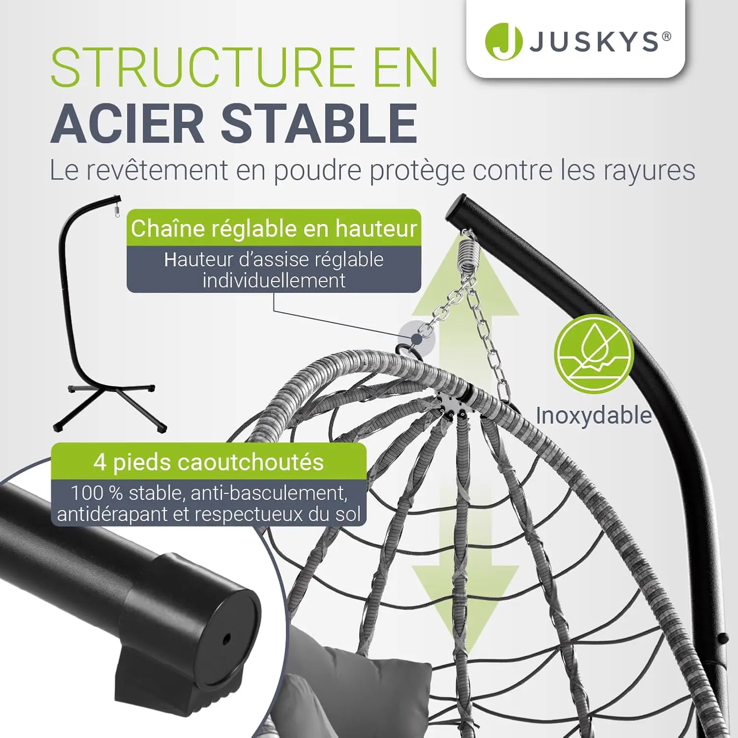 Fauteuils suspendus en rotin gris vue 2