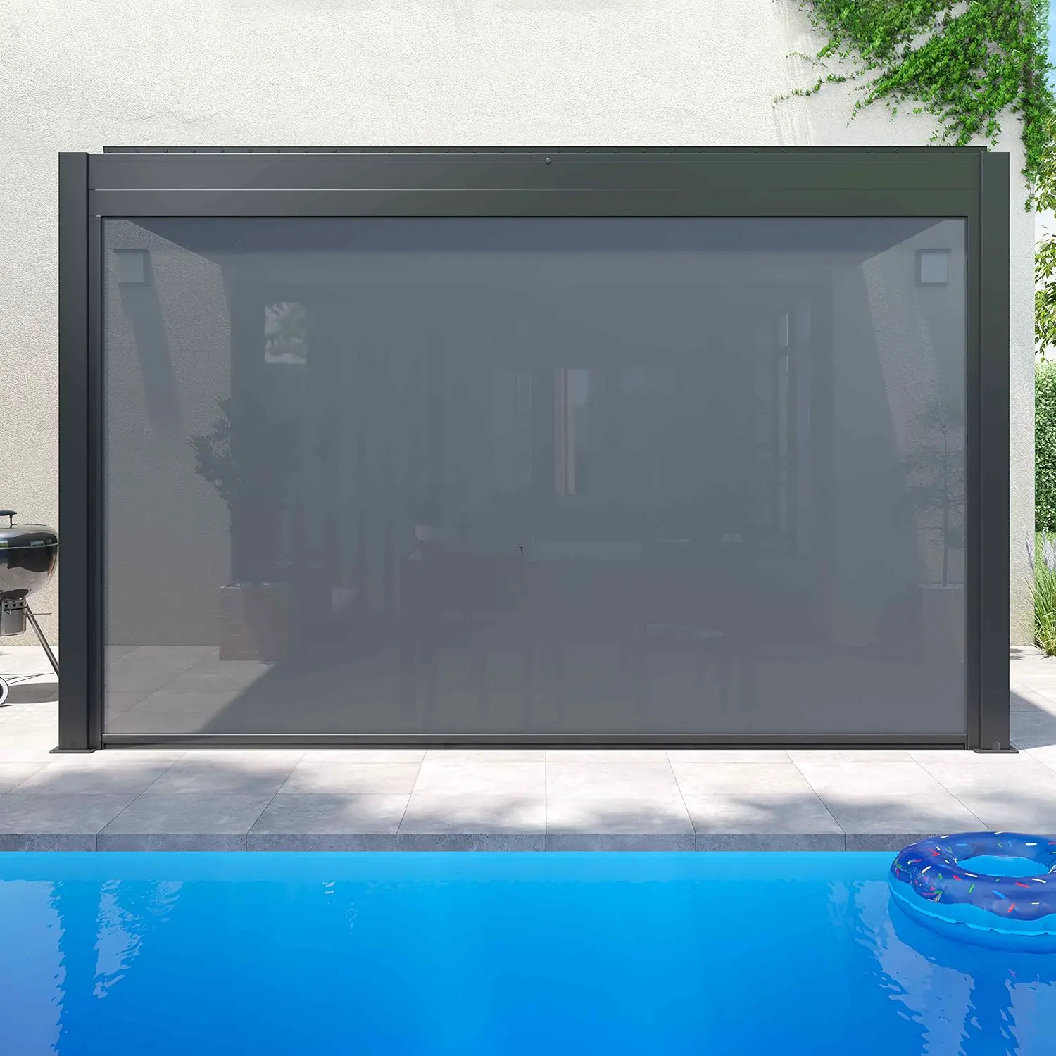 Pergola en aluminium 3x4 m adossée 1 store vue 5