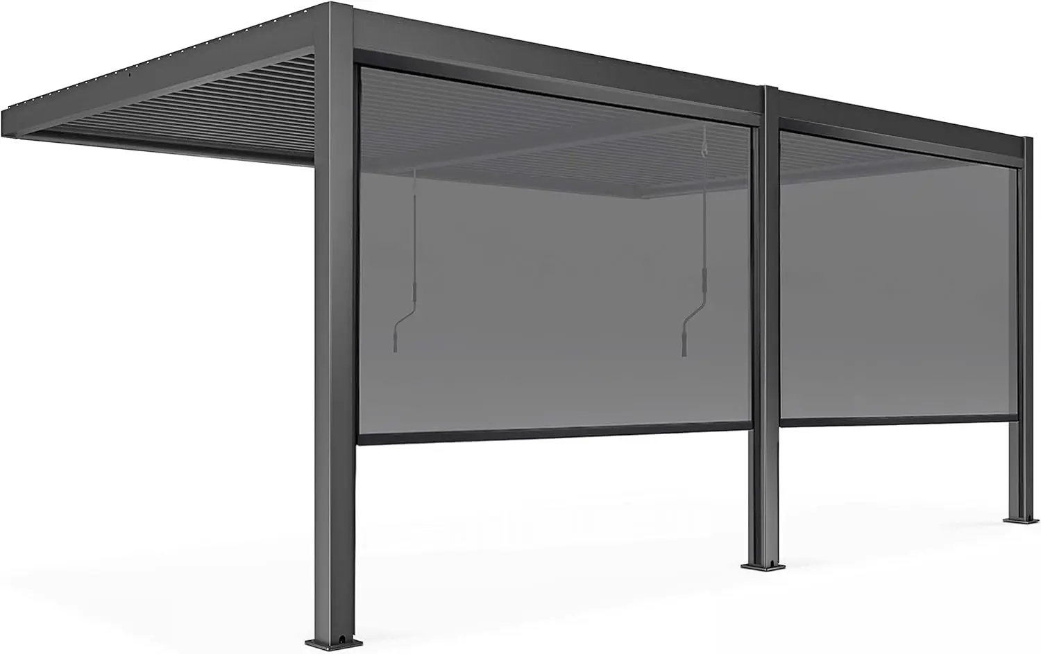Pergola en aluminium 3x6 m adossée 2 stores vue 4