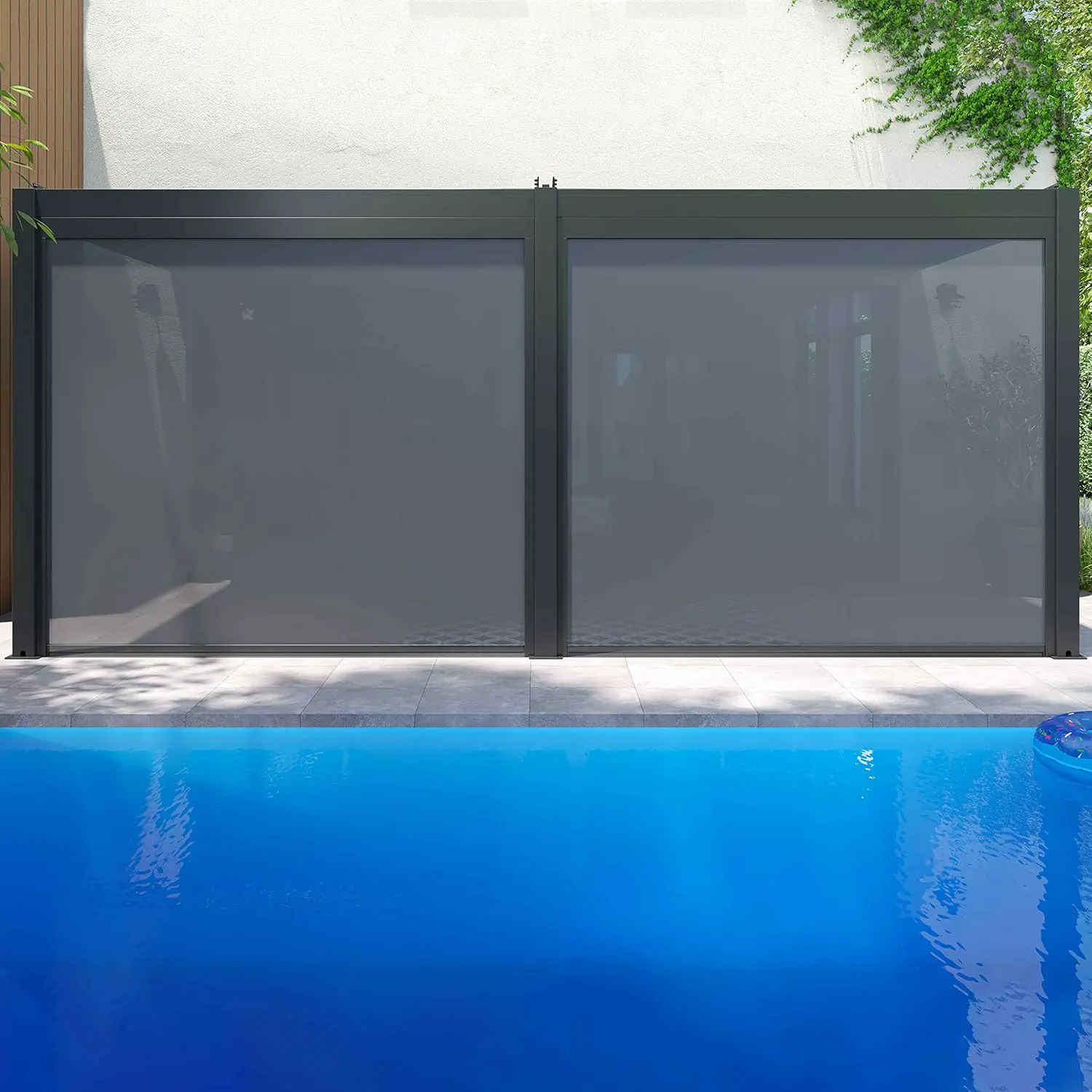 Pergola en aluminium 3x6 m adossée 2 stores vue 3