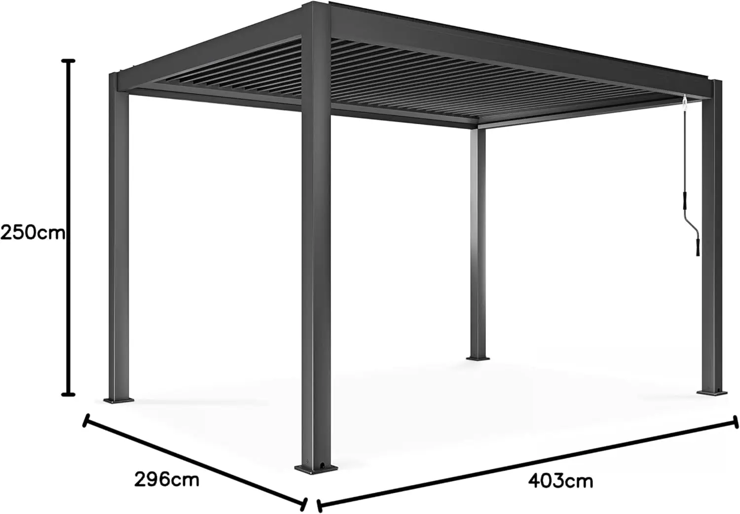 Pergola en aluminium gris 3x4 m autoportée 2 stores vue 10