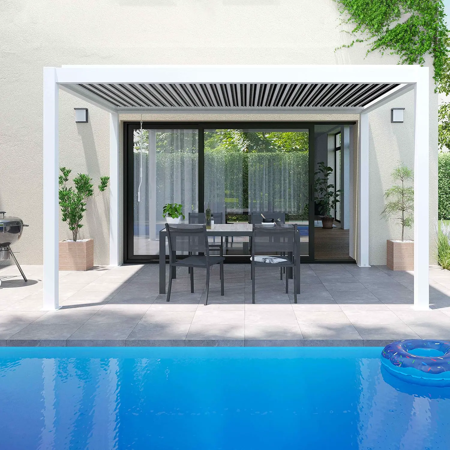 Oviala Pergola bioclimatique autoportée Blanche 3x4m