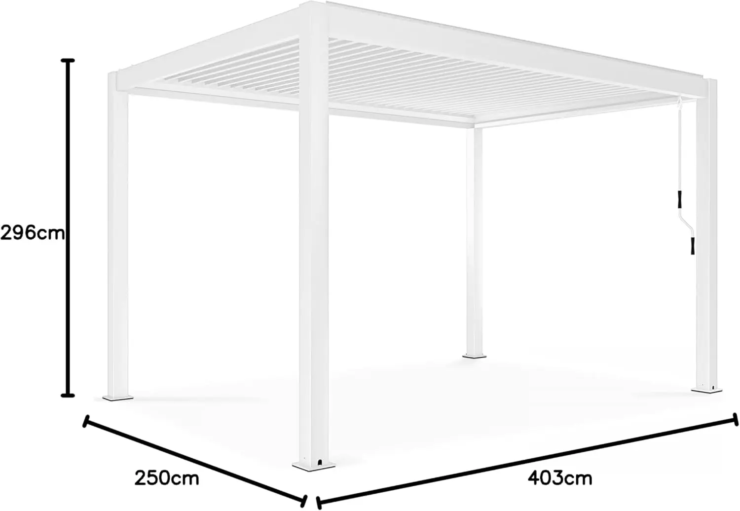 Pergola en aluminium blanc 3x4 m autoportée vue 6