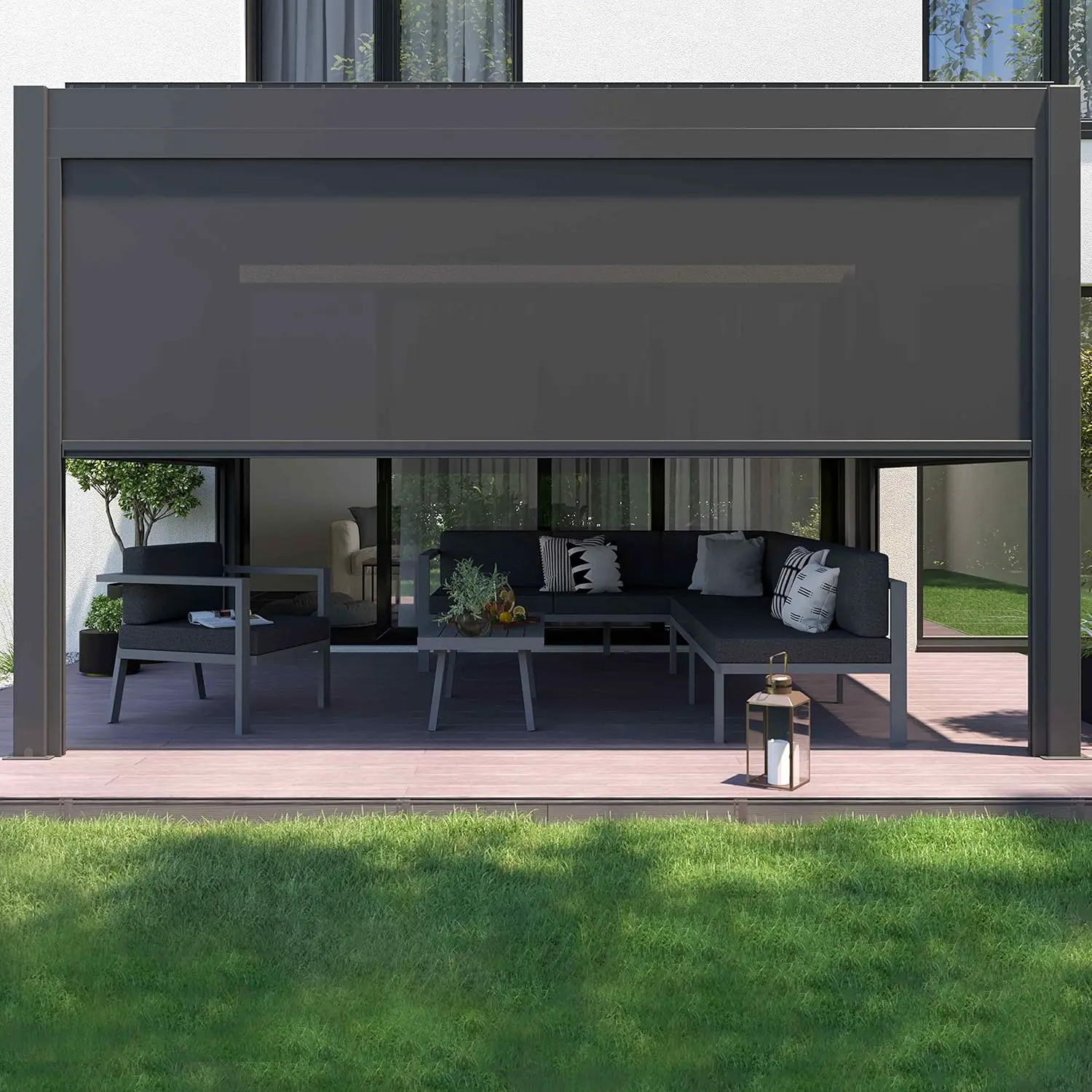 Pergola 3x4 m autoportée 1 store motorisée vue 3