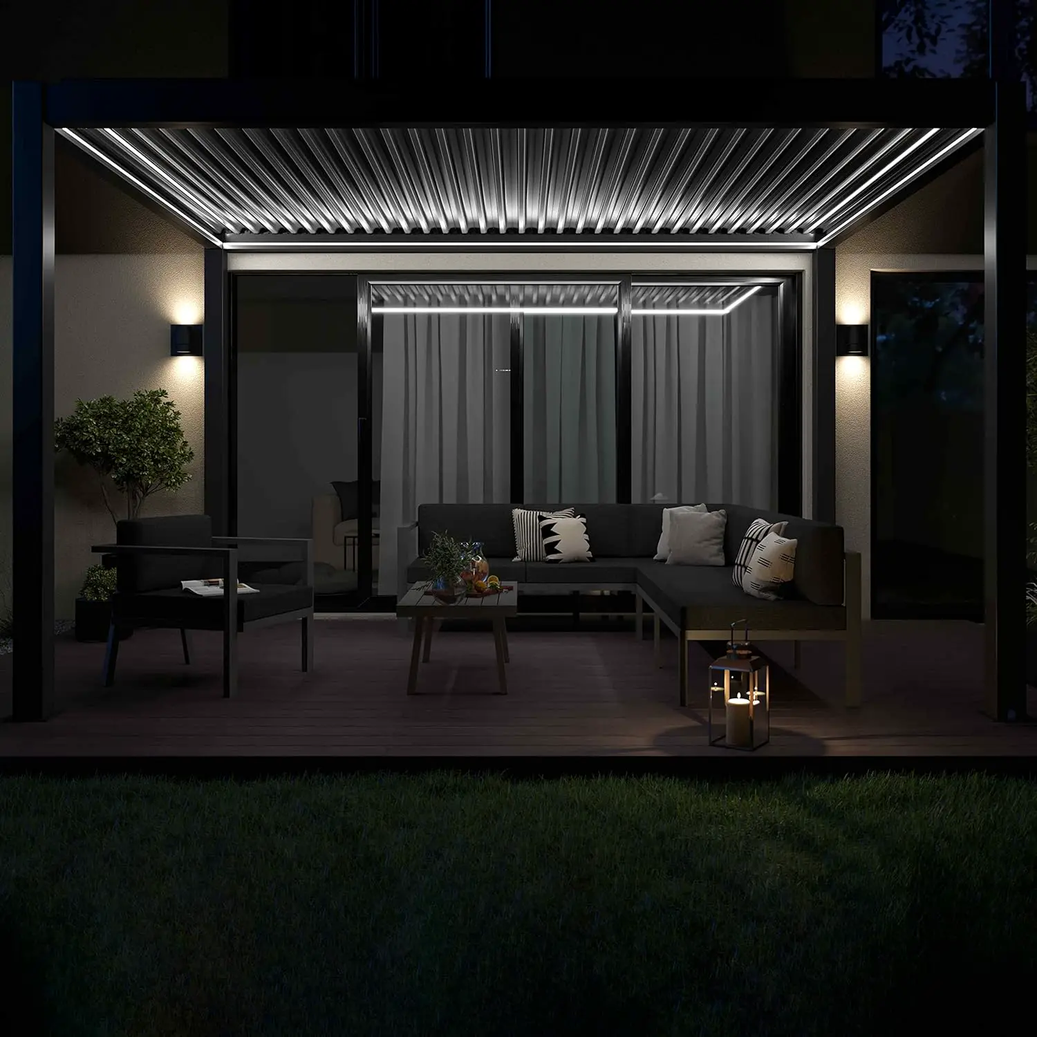 Pergola 3x4 m autoportée 1 store motorisée vue 4
