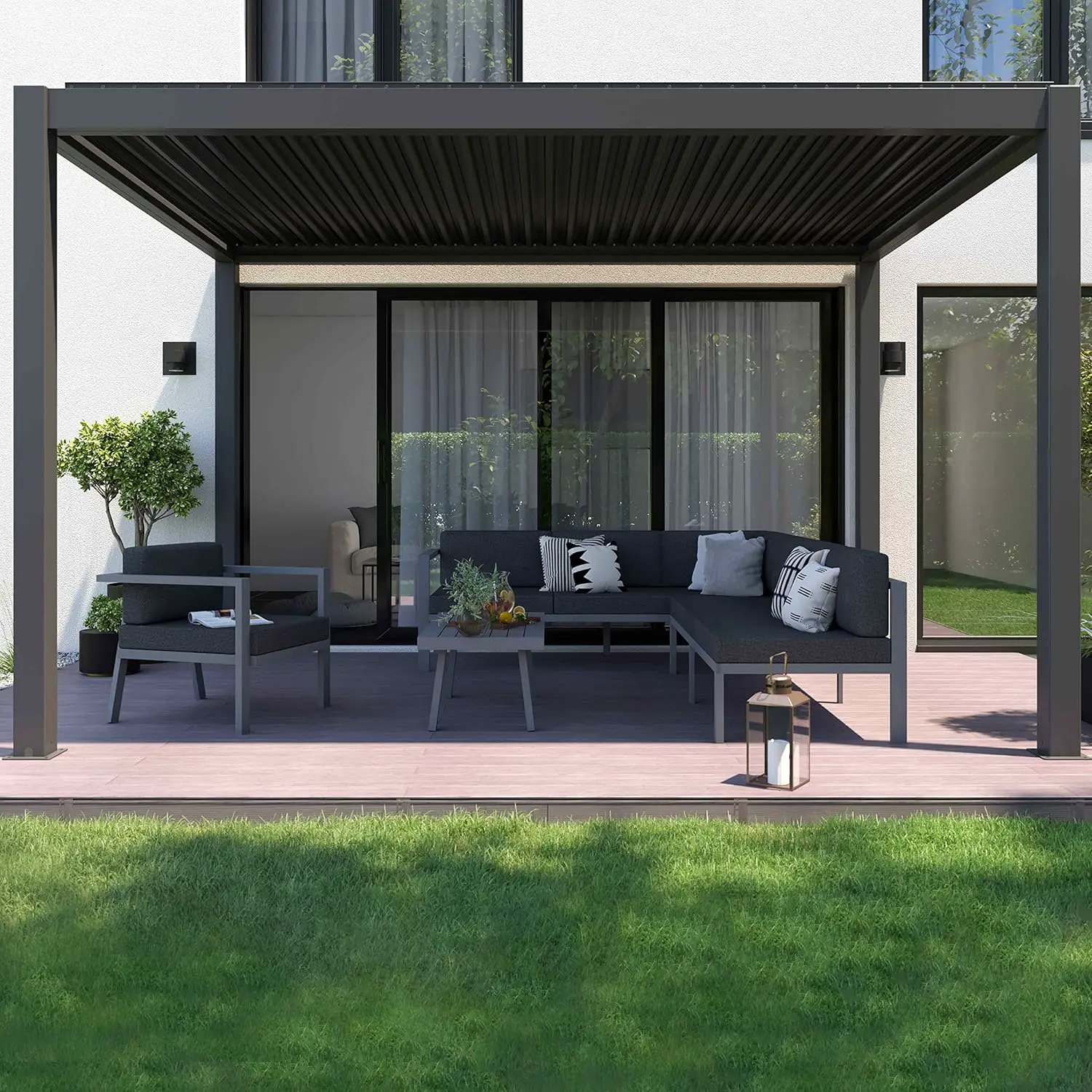 Pergola 3x4 m autoportée 1 store motorisée vue 5