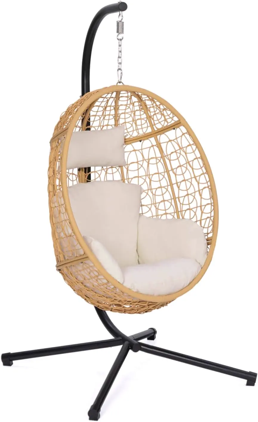 IDMarket - Fauteuil Oeuf Suspendu ajouré Effet rotin avec Coussin écru