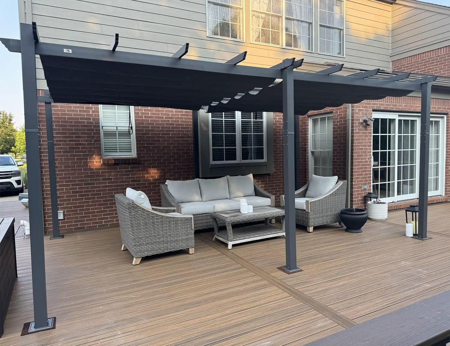 PURPLE LEAF Pergola Aluminium 5,5 x 3,5 m Tissu Teint en Fil