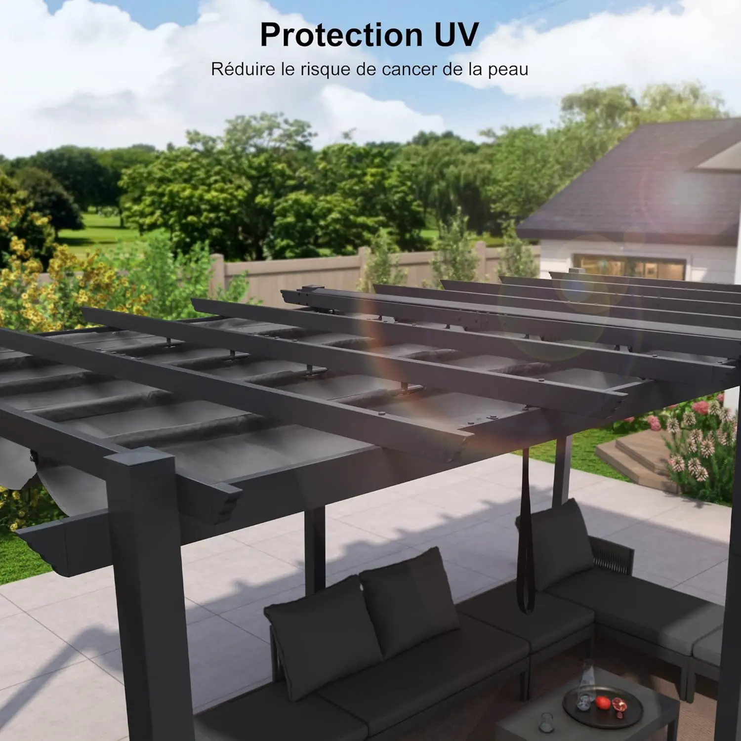 Pergola en aluminium gris 5,5x3,5 m vue 4