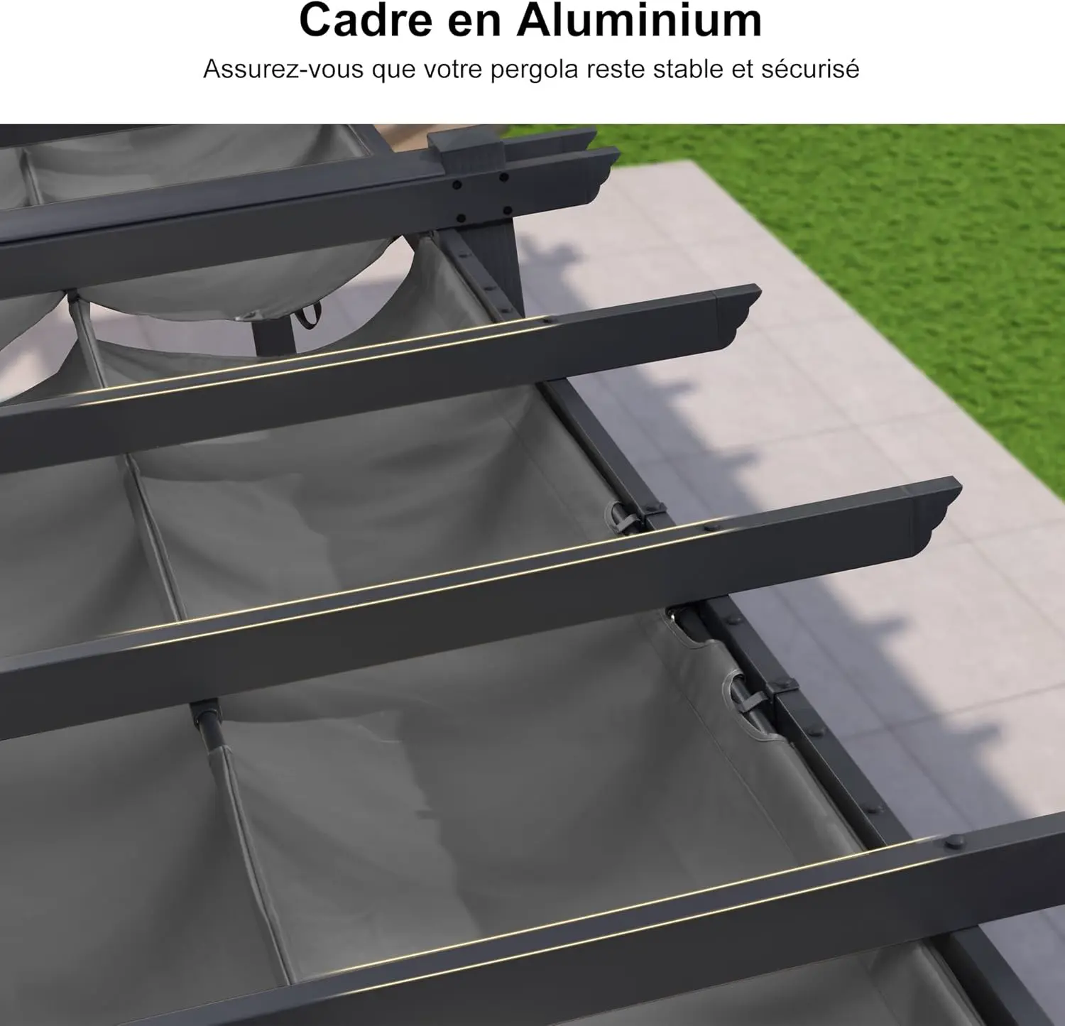 Pergola en aluminium gris 5,5x3,5 m vue 6