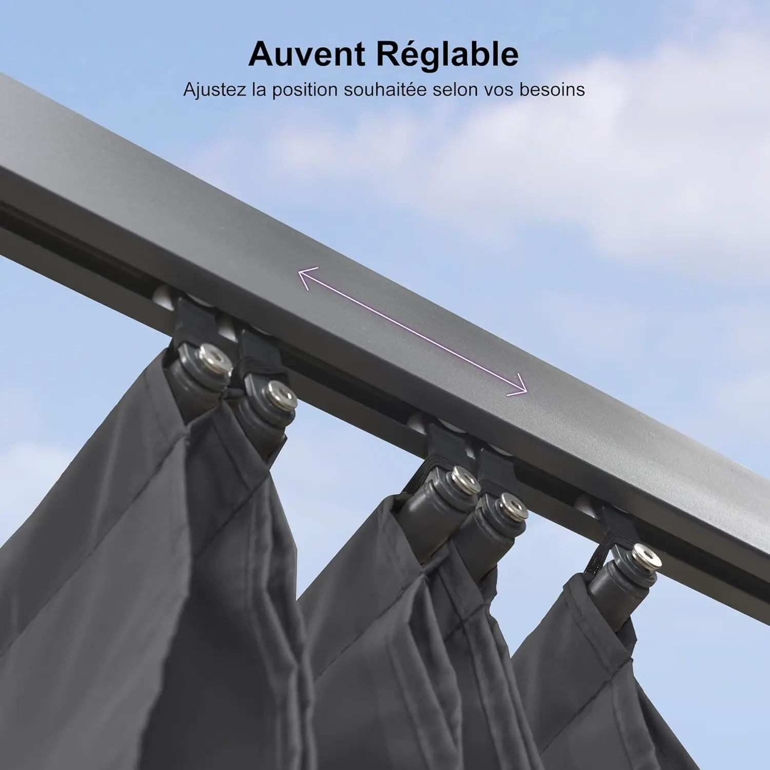 Pergola en aluminium gris 5,5x3,5 m vue 7