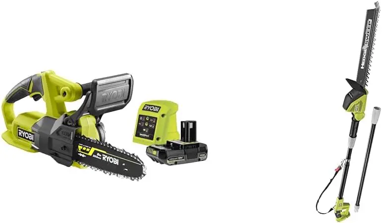 RYOBI Tronçonneuse compacte 20 cm + Taille-Haie Électrique sur Perche