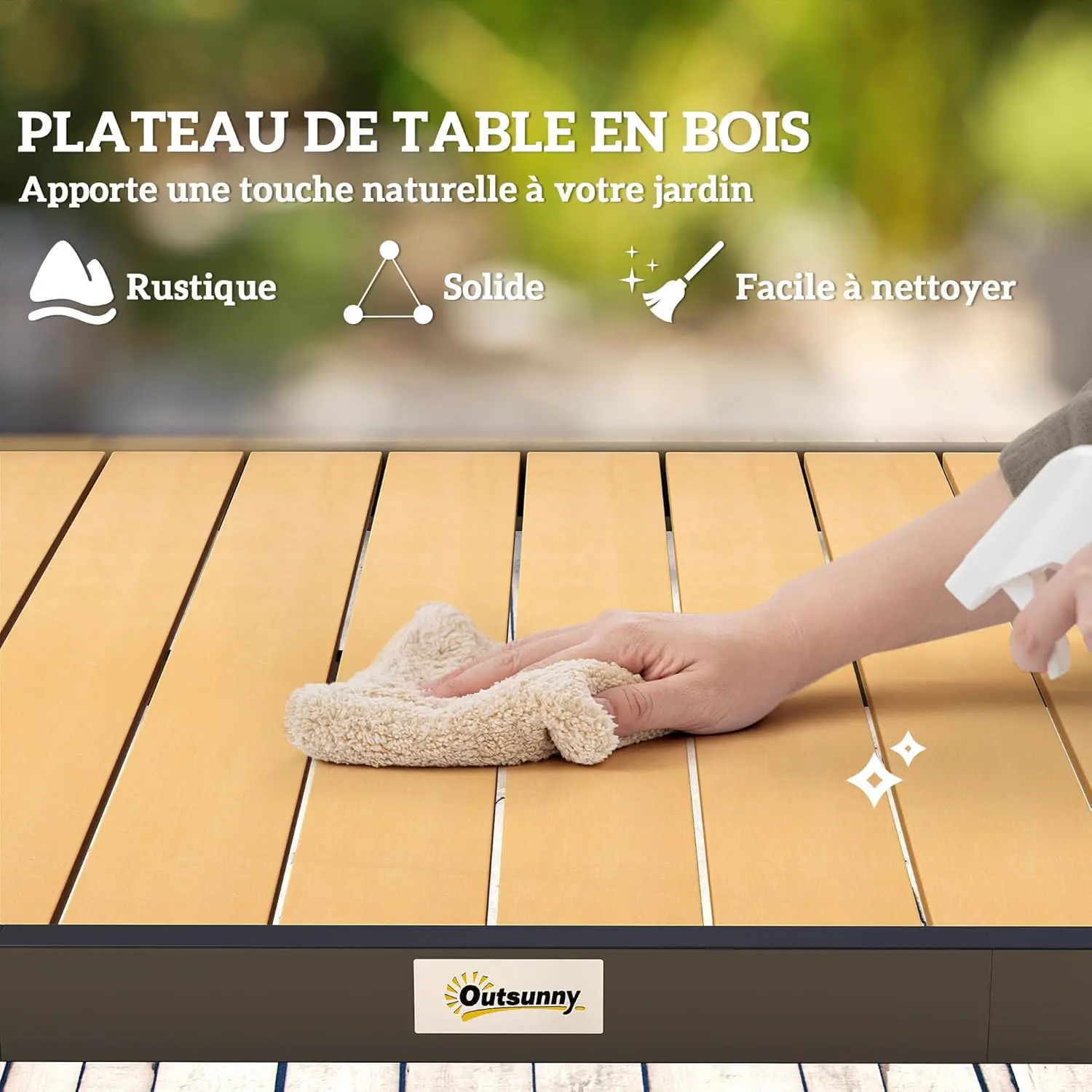 Table de jardin 8 places en bois naturel vue 4