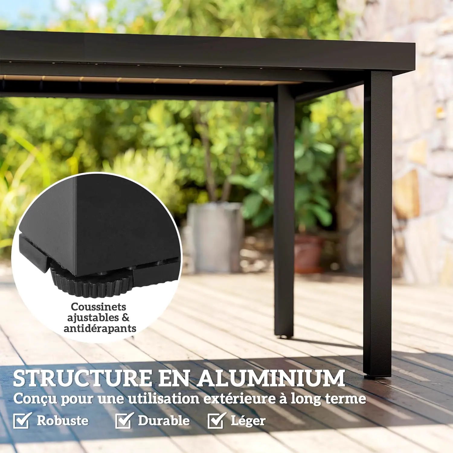 Table de jardin 8 places en bois naturel vue 5