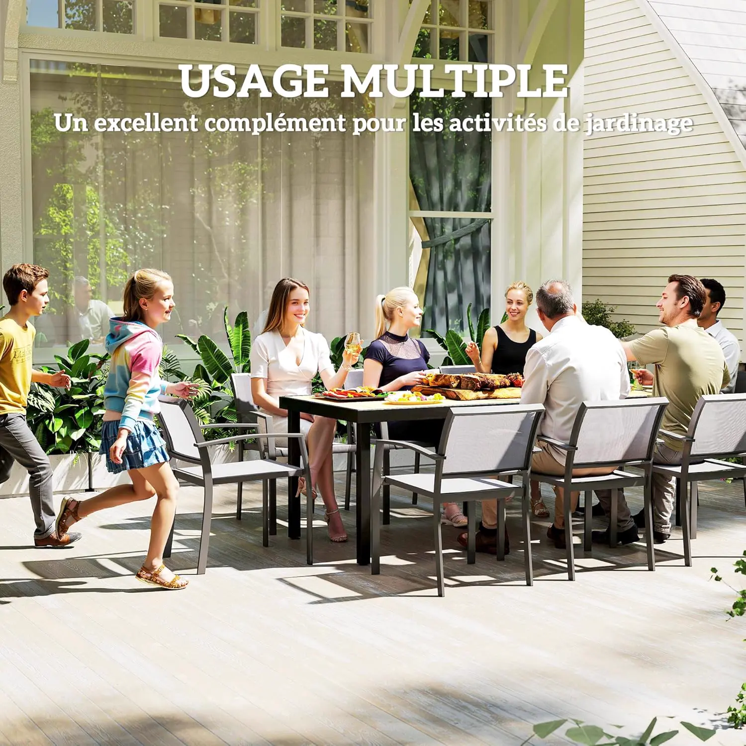 Table de jardin 8 places en bois naturel vue 6