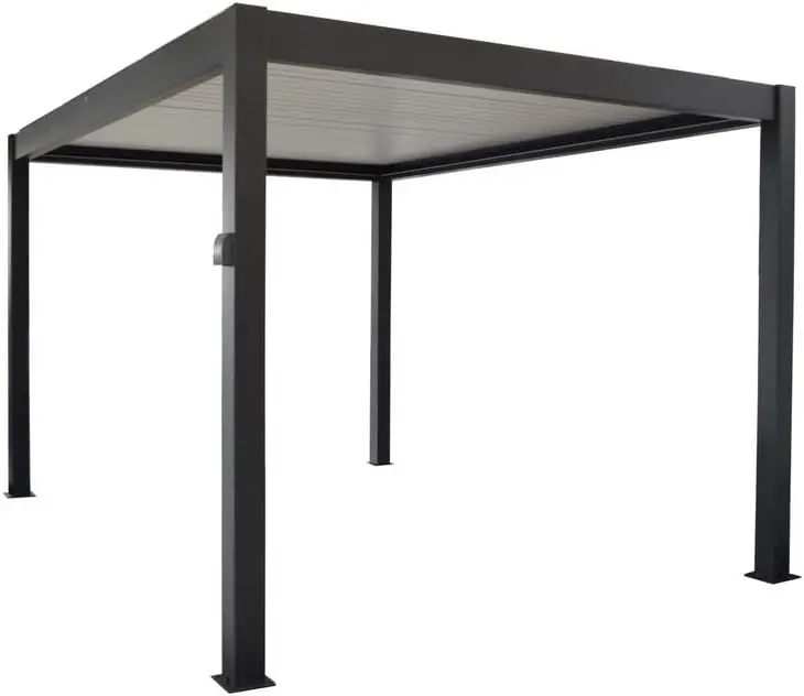 Pergola en aluminium gris 3x4 m autoportée vue 2