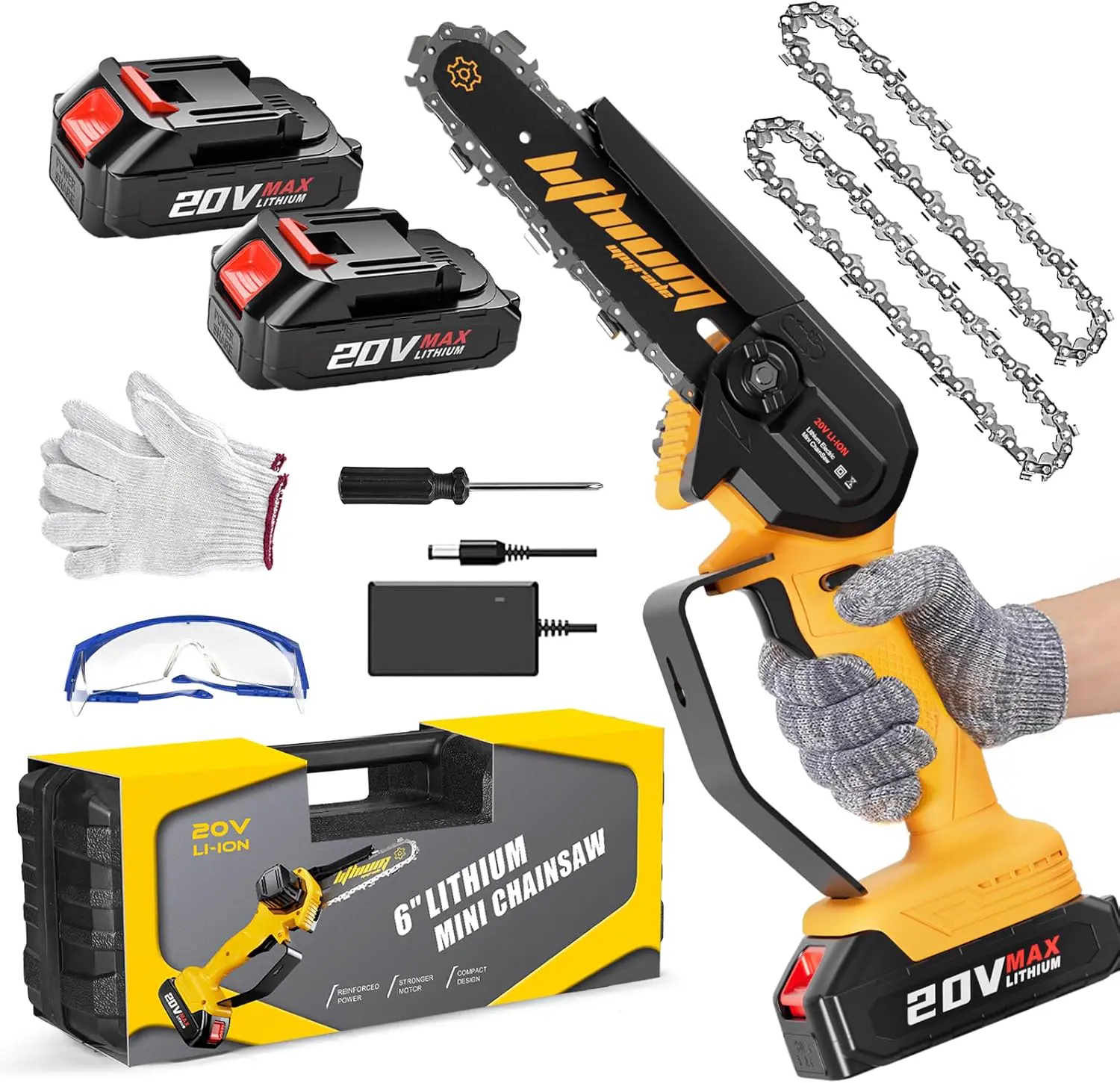 Mini tronçonneuse 15,2 cm avec 2 batteries
