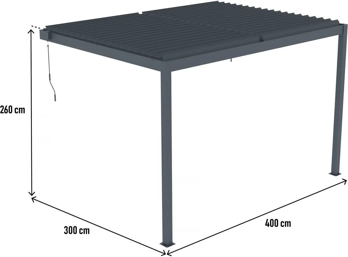 Pergola anthracite 3x4 m adossée vue 3
