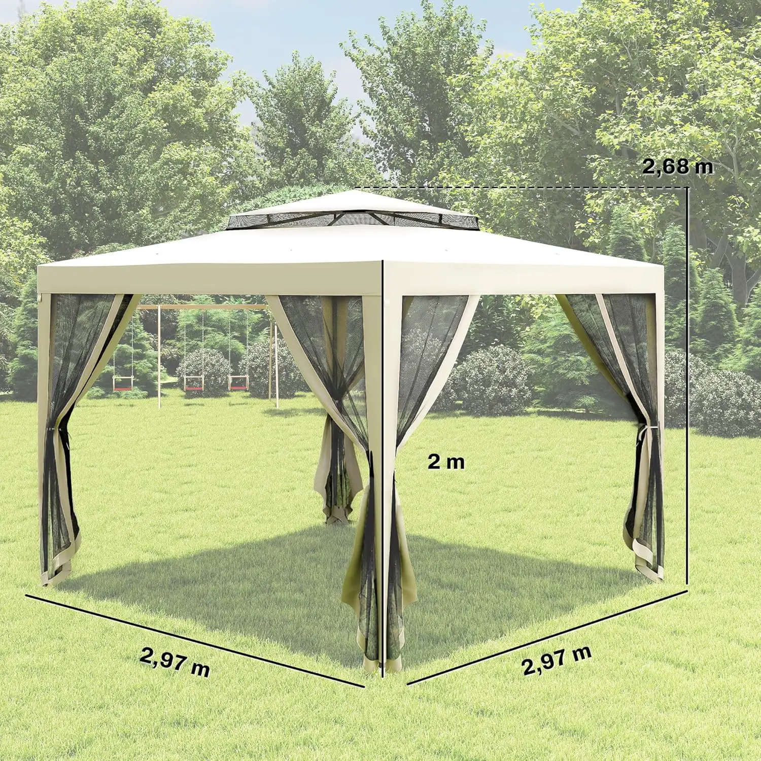 Tonnelle en métal crème 9 m² vue 3