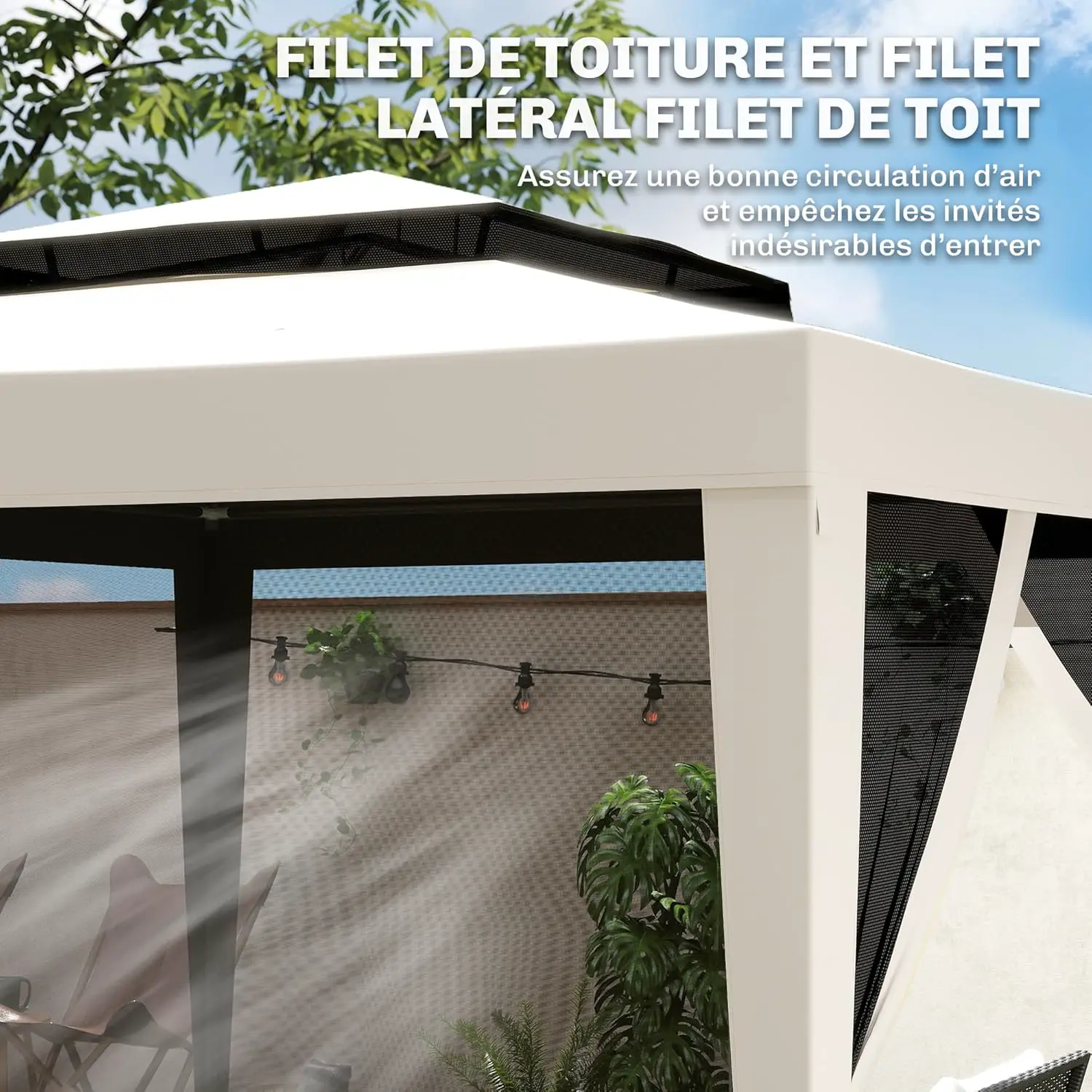 Tonnelle en métal crème 9 m² vue 6