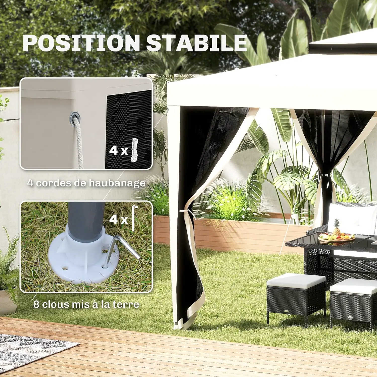 Tonnelle en métal crème 9 m² vue 8