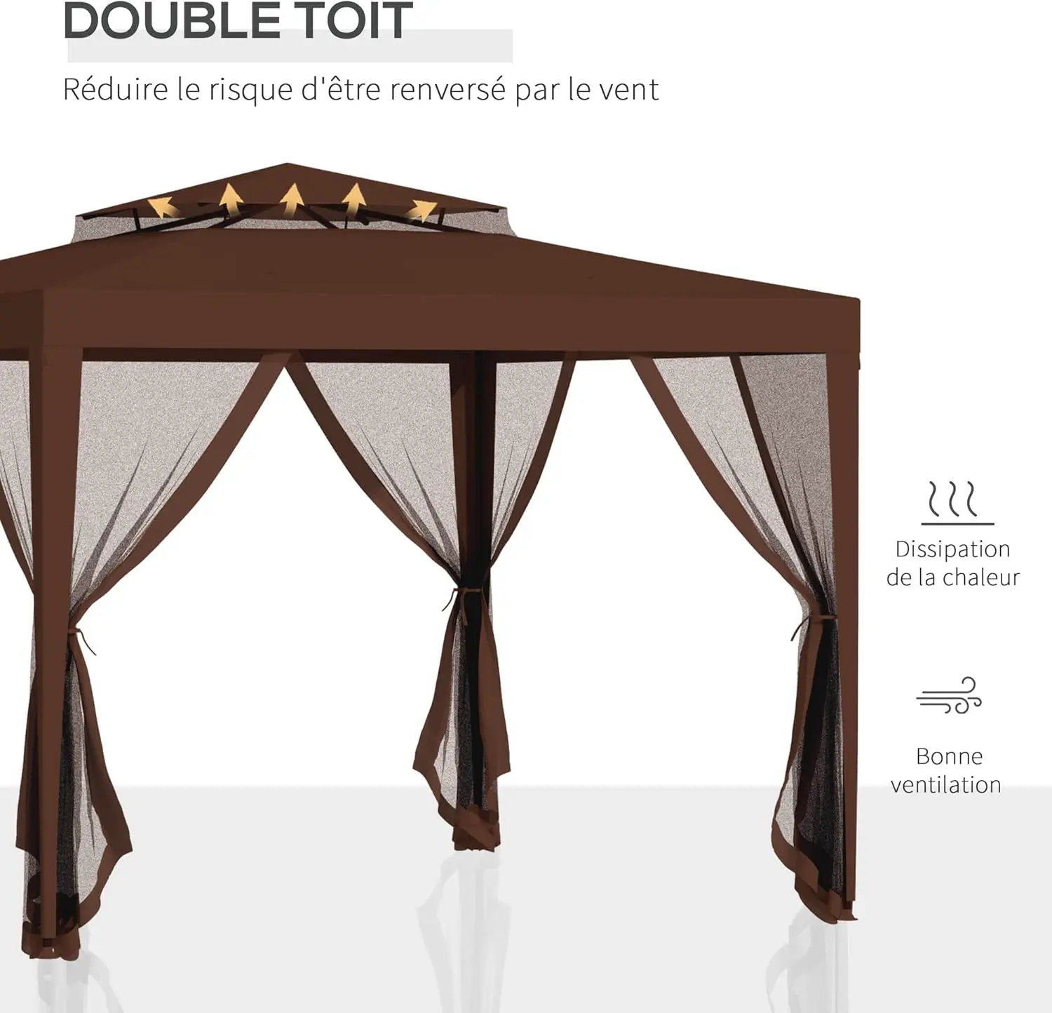 Tonnelle en métal marron 9 m² vue 4