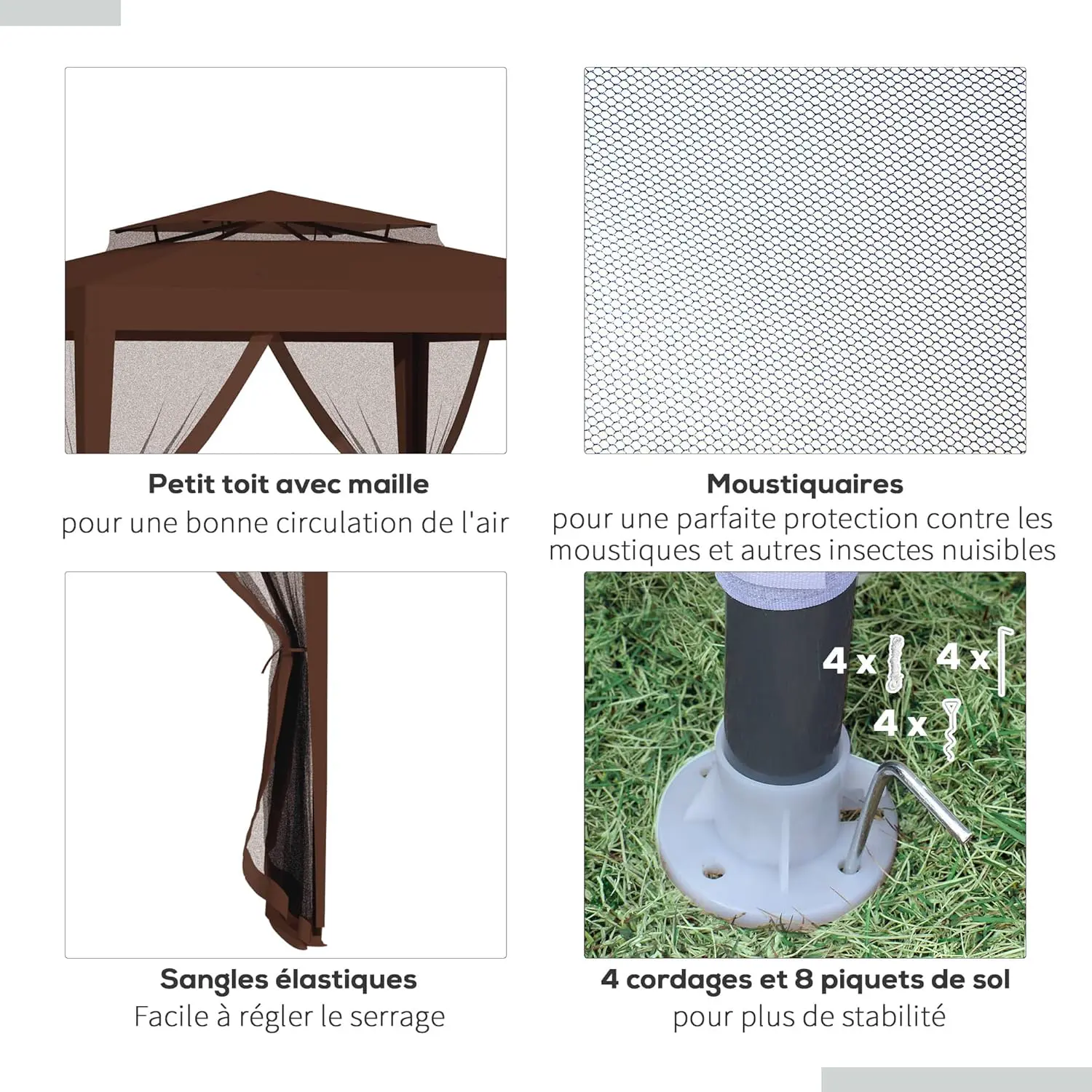 Tonnelle en métal marron 9 m² vue 6