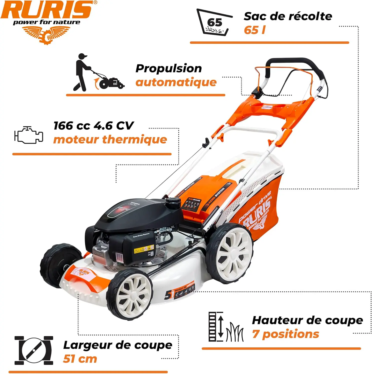 Tondeuse autoportée en métal orange vue 2